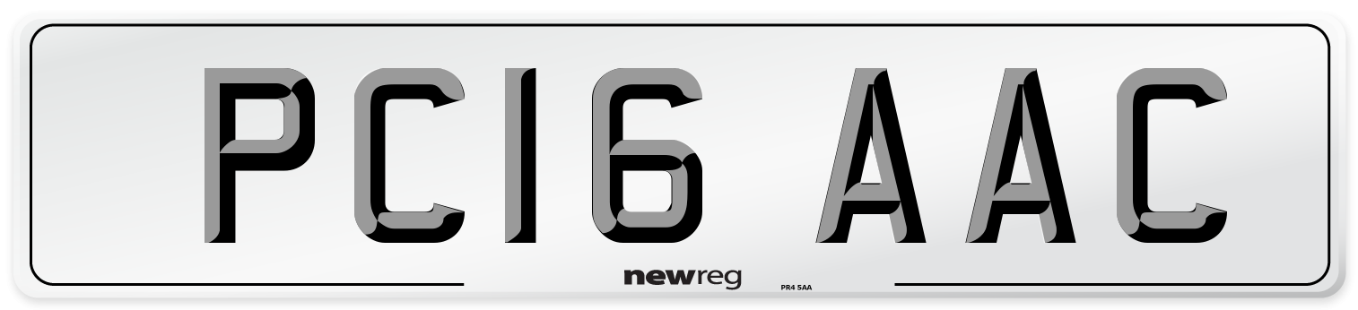 PC16 AAC Number Plate from New Reg